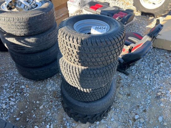 3 LAWN TIRES AND 1 NEW SKD STR TIRE