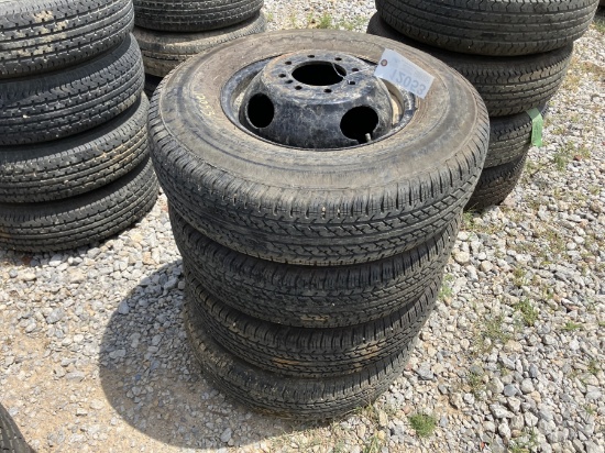4 USED TRAILER TIRES AND RIMS