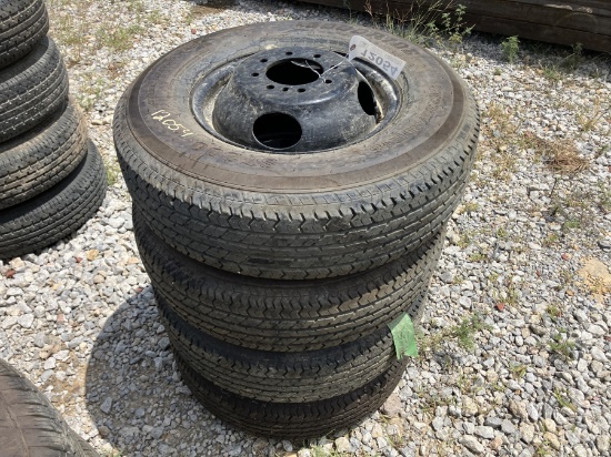 4 USED TRAILER TIRES AND RIMS