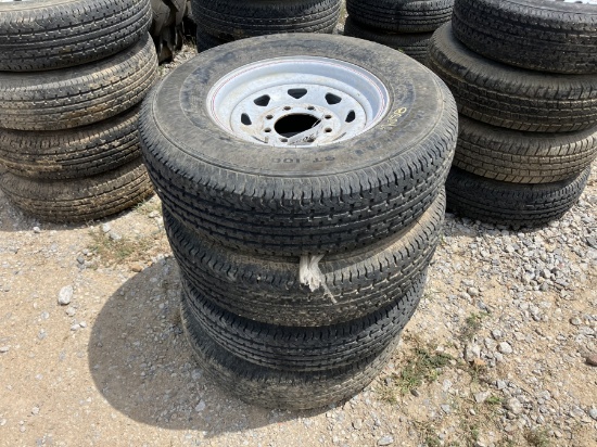 4 USED TRAILER TIRES AND RIMS