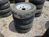 4 USED TRAILER TIRES AND RIMS