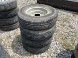 4 USED TRAILER TIRES AND RIMS