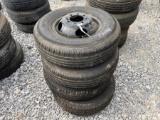 SET OF 4 USED TRAILER TIRES AND RIM