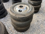 SET OF 4 USED TRAILER TIRES AND RIM