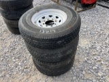 SET OF 4 USED TRAILER TIRES AND RIM