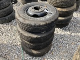 SET OF 4 USED TRAILER TIRES AND RIM