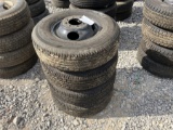 SET OF 4 USED TRAILER TIRES AND RIM