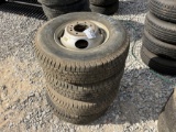 SET OF 4 USED TRAILER TIRES AND RIM