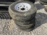SET OF 4 USED TRAILER TIRES AND RIM