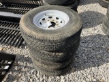 SET OF 4 USED TRAILER TIRES AND RIM