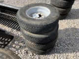 SET OF 4 USED TRAILER TIRES AND RIM