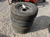 SET OF 4 USED TRAILER TIRES AND RIM