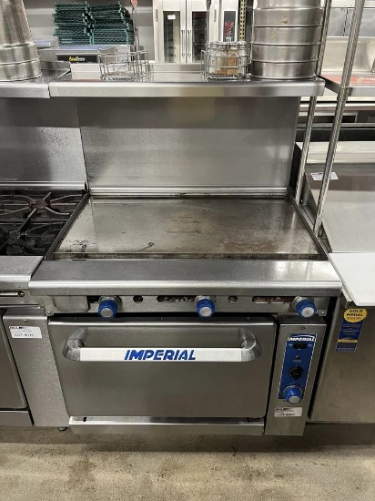 Imperial 36” Gas Griddle w/Convection Oven Below & Overshelf