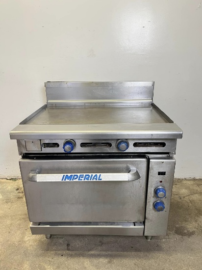 Imperial 36” griddle w/Oven Below & Overshelf