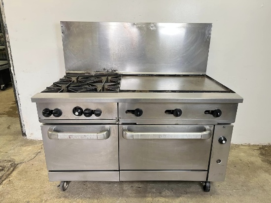 Wolf 36” Gas Griddle, 4 Burner Range & 2 Ovens Below