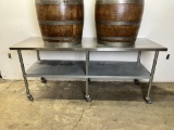 All S.S 72” x 30” Worktop Table w/Casters & Bottom Shelf