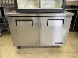 True 48” 2 Door Worktop Refrigerator w/Backsplash