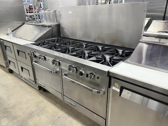 Migali 10 Burner Gas Range w/2 Ovens Below