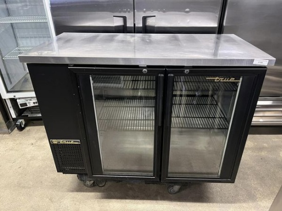 True 31” x 24 1/2” 2 Glass Door Back Bar Refrigerator