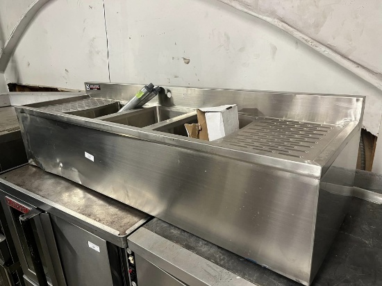60” x 18” 3 Compartment Bar Sink
