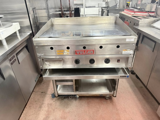 WOW Heavy Duty, Vulcan 36” Thermostatic Gas Griddle with All Stainless Steel Equipment Stand