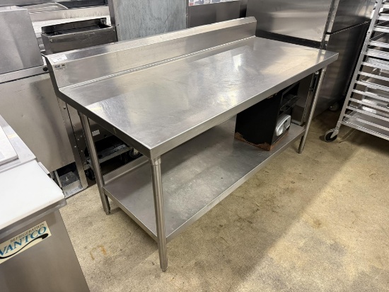 60” x 30” All Stainless Steel Worktable w/Backsplash