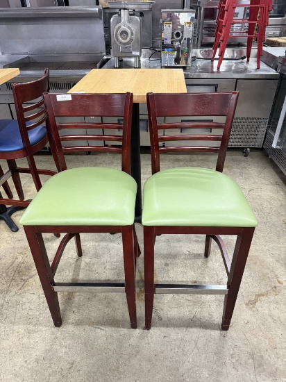 Niuline Distribution Inc. Wooden Bar Height Cushioned Green Dining Chairs