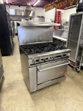 DCS 6 Burner Gas Range W/Convection Oven Below & Overshelf