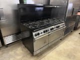 Wolf 10 Burner Gas Range w/2 Ovens Below & Overshelf