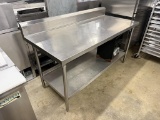 60” x 30” All Stainless Steel Worktable w/Backsplash