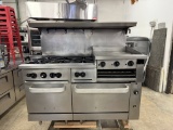 Wolf Heavy Duty Combination Range 6 Burner Gas Range, 24” Raised Griddle w/Cheese Melter&2Oven below