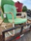2- METAL ANTIQUE LAWN CHAIRS & WAGON WHEEL (3X=$)