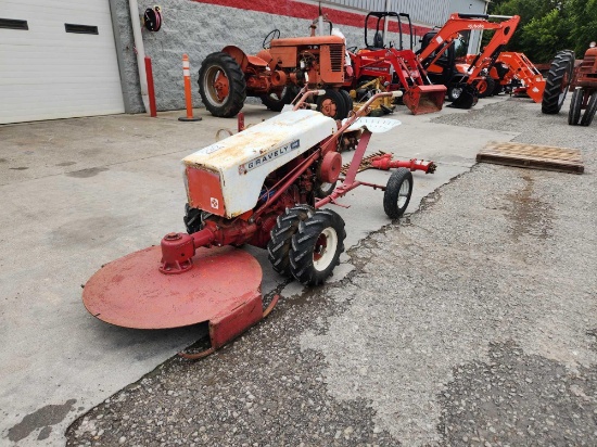 GRAVELY SUPER WALK-BEHIND MOWER W/ 28" DECK W/ SULKY W/ 40" SICKLE MOWER, 24" TILLER, HYDRAULIC