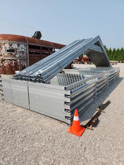 1- 24'W X 26'L X 8'T GALVANIZED BUILDING FRAME, 5 TRUSSES & 2 SIDEWALLS (MAKES A COMPLETE BUILDING)
