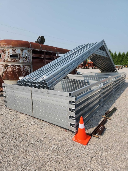 1- 24'W X 26'L X 8'T GALVANIZED BUILDING FRAME, 5 TRUSSES & 2 SIDEWALLS (MAKES A COMPLETE BUILDING)
