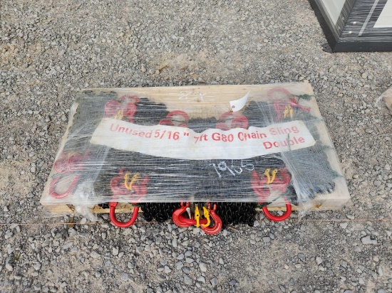 8- UNUSED 5/16" X 7' GRADE 80 DOUBLE CHAIN SLINGS (8X=$)