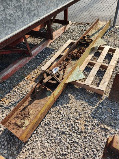 1- 6" X 12" X 10' I-BEAM W/ TROLLEY & CHAIN FALL (ALL FOR 1 MONEY)