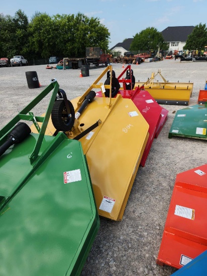 KING KUTTER UNUSED 6' 3PT ROTARY CUTTER W/ FLEX HITCH, 45HP GEARBOX, SHEARPIN (YELLOW)