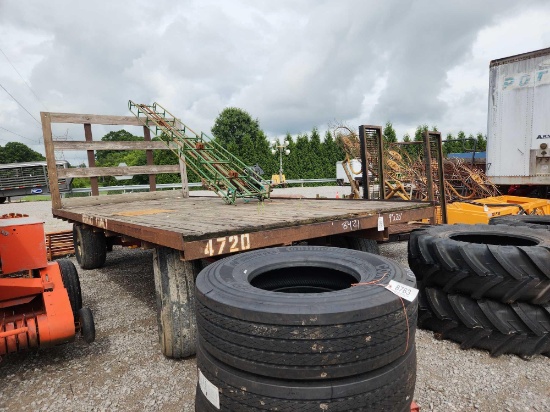 9' X 20' WAGON BED W/ UNVERFERTH MODEL RGE-13 HEAVY DUTY WAGON GEAR, 16.5L-16 TIRES W/ EXT TONGUE