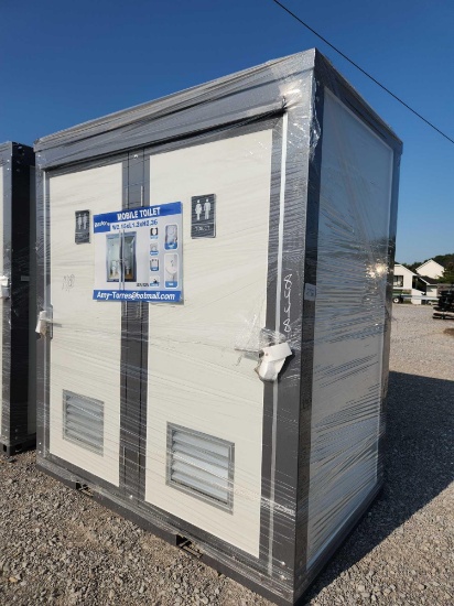 UNUSED BASTONE DOUBLE MOBILE RESTROOM W/ TOILET, SINK LIGHT 110V/220V