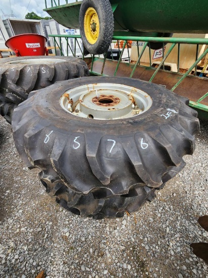 2- GOODYEAR 18.4-30 AG TIRES W/ 8 LUG CAST CENTER W/ SPIN OUT RIMS (2X=$)