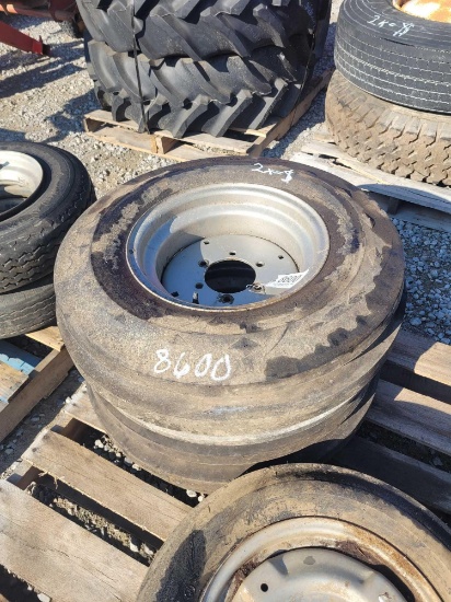 2- GOODYEAR 9.5L-15 3 RIB TIRES W/ 6 LUG RIMS (2X=$)