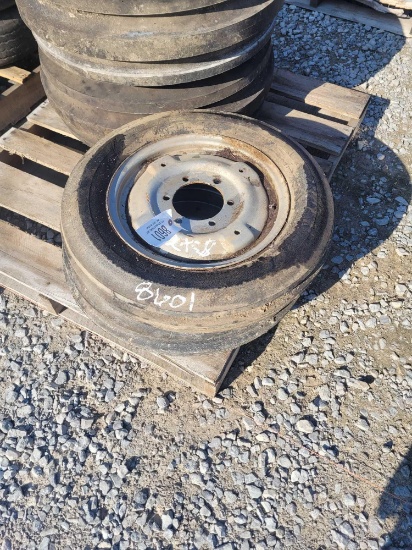 2- FIRESTONE 5.00-15 3 RIB TIRES W/ 6 LUG RIMS (2X=$)