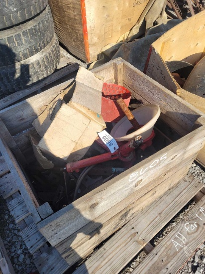 CRATE OF PLOW SWEEPS & PARTS (ALL FOR 1 MONEY)