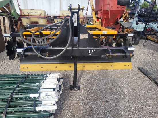 UNUSED AMERICA INDUSTRIAS MODEL 180 3PT 8' HEAVY DUTY TILT & ANGLE BLADE W/ CYLINDER & HOSE