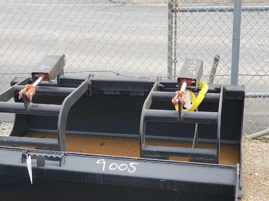 UNUSED MID STATE SKID STEER 78" DOUBLE CYLINDER GRAPPLE W/ HOSE & FITTINGS (CLOSED BOTTOM)