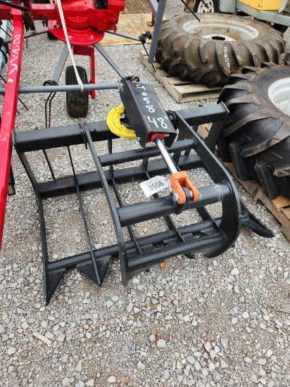 UNUSED MID STATE SKID STEER 48" SINGLE CYLINDER GRAPPLE W/ HOSES & FITTINGS