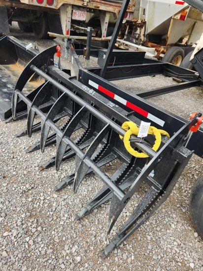 UNUSED MID STATE SKID STEER 72" HYDRAULIC STACKING GRAPPLE W/ TEETH
