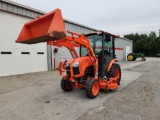 KUBOTA MODEL B3350-4 CAB TRACTOR, QA LOADER & 60