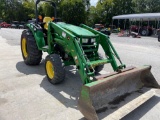 JOHN DEERE 4066R, 4X4 ROPS TRACTOR, W/ JOHN DEERE H180 LOADER, 6' BUCKET, SKID STEER COUPLER